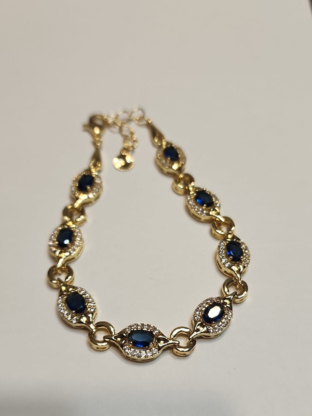 Multicolor Sapphire Bracelet 18k Real Gold Plated, Anti-fading Luxury Vintage - Picture 10 of 11